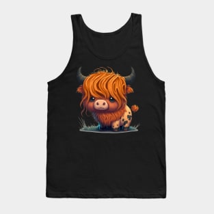 Highland Cow Cute Brown Fluffy Tank Top